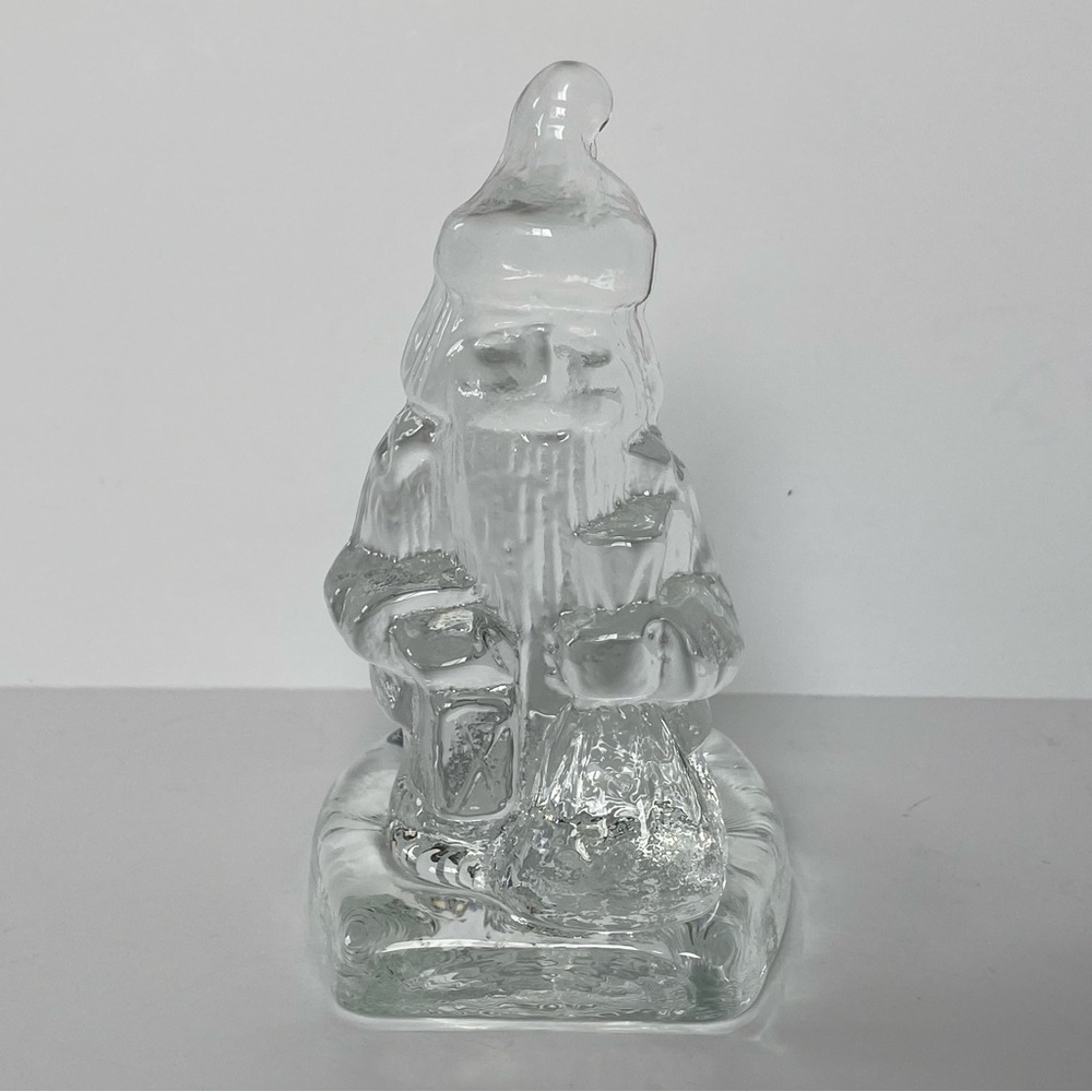 Magnor Norway Santa Candle Holder Votive Handlaget Krystal Tea Light Christmas